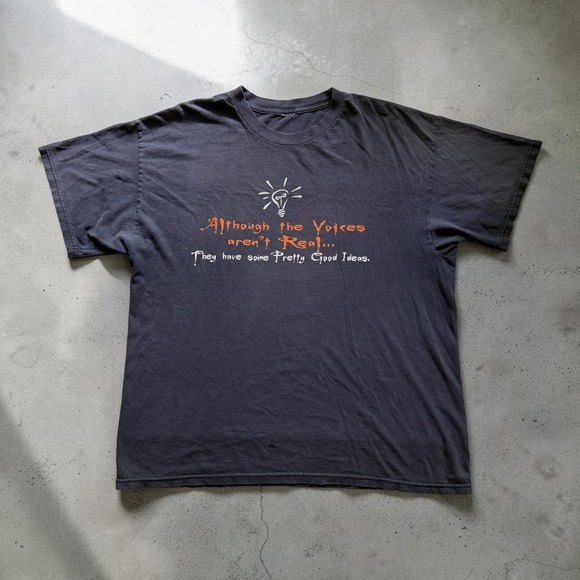 Other - Vintage Y2K Grunge Graphic T Shirt Although The Voices Aren't Real Faded Black